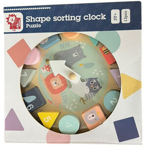 LEO & FRIENDS Shape Sorting Clock - Removable Number Blocks Educational Toy NEW